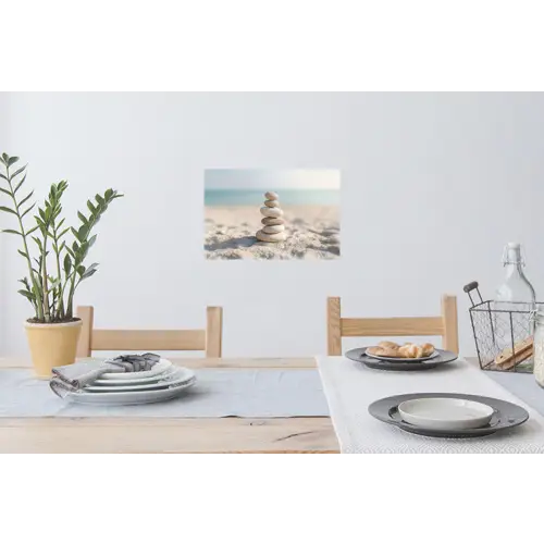 Stenen - Stapel - Zand - Zee Muursticker klein -eettafel