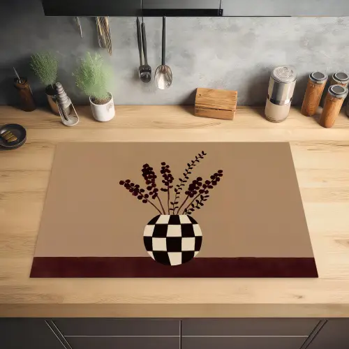Minimalistisch - Vaas - Bloemen - Bruin Inductie beschermer vinyl 3mm klein -sfeer5