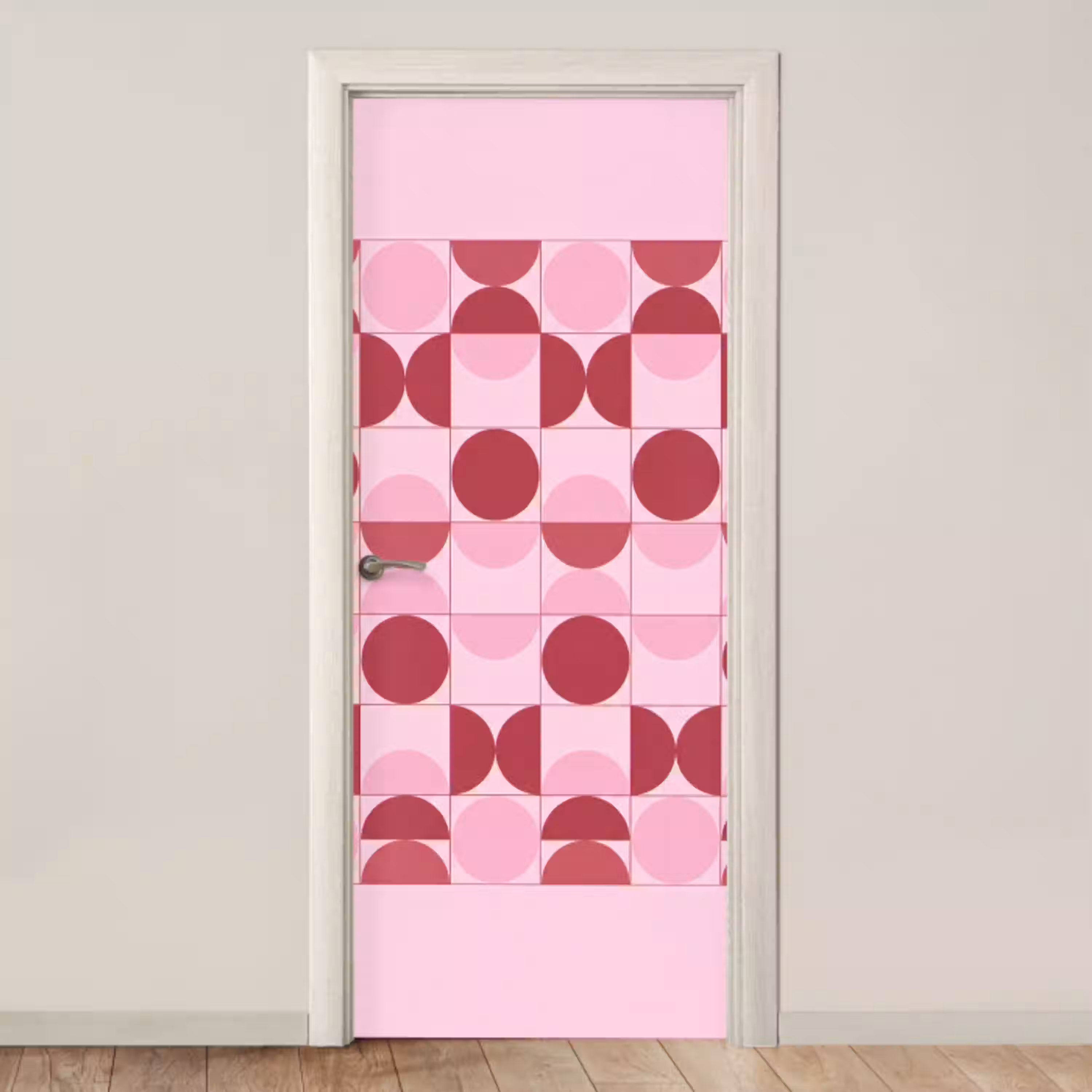 Abstract - Geometrisch - Cirkels - Roze - Modern deurposter klein -3d_beige