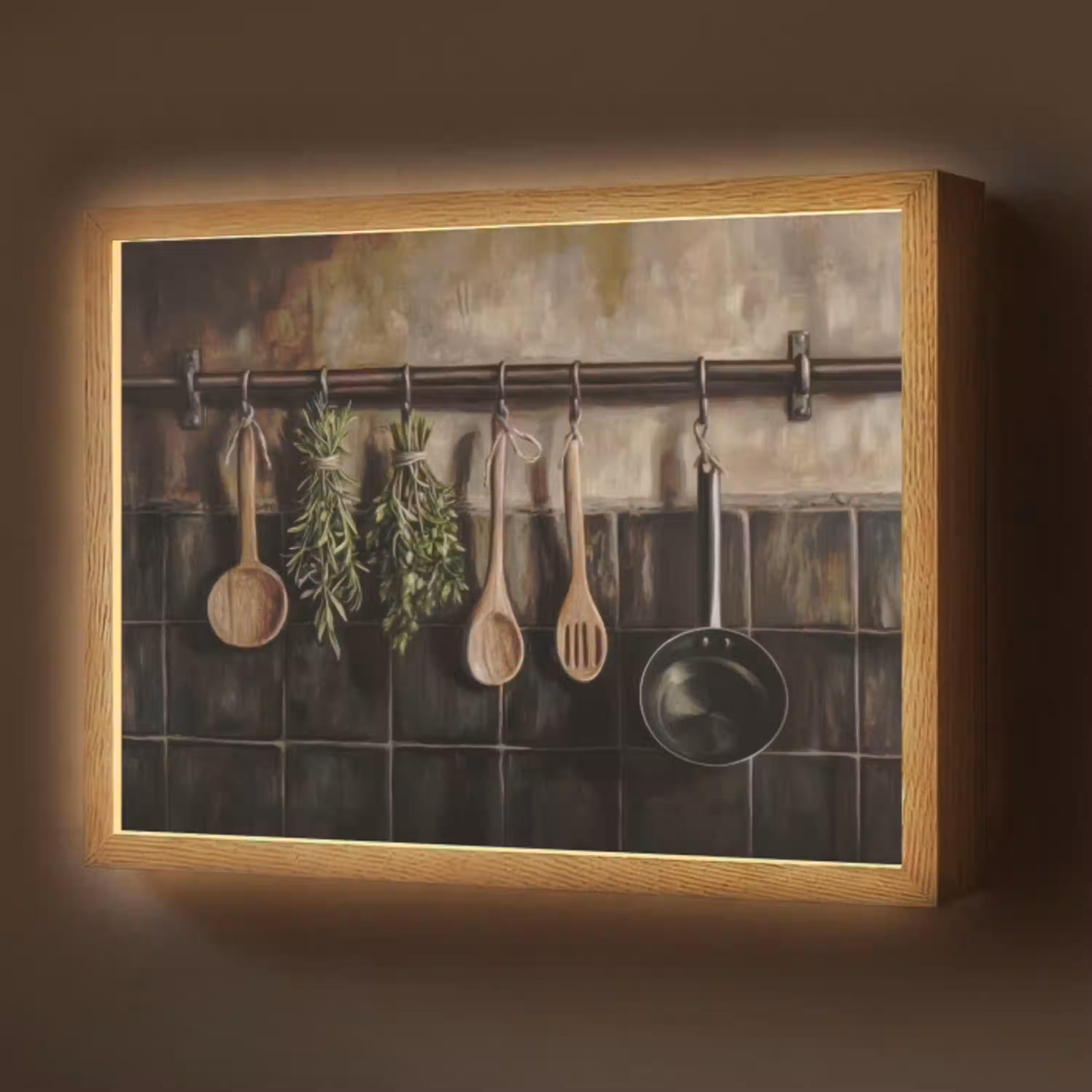 Keukengerei - Rustiek - Tegels - Kruiden Light Box met batterij (Wandlamp) middel -z3d_website