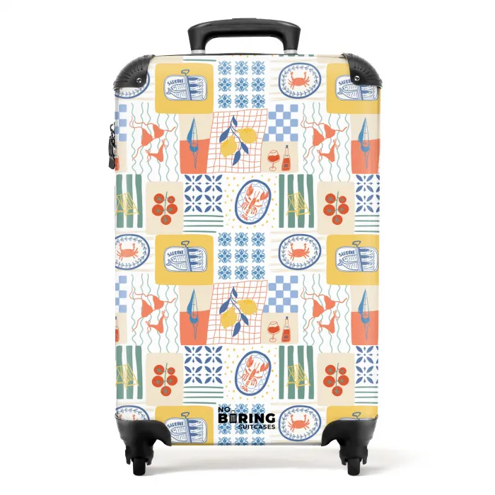 Italiaanse zomer print kleurrijk NBS - Handbagage koffer - Kinderen Unisex middel -productfoto_recht