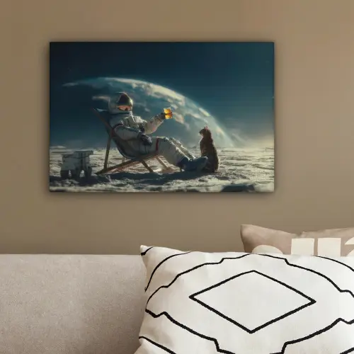 Astronaut - Kat - Glas - Stoel canvas 2cm klein -sfeer3