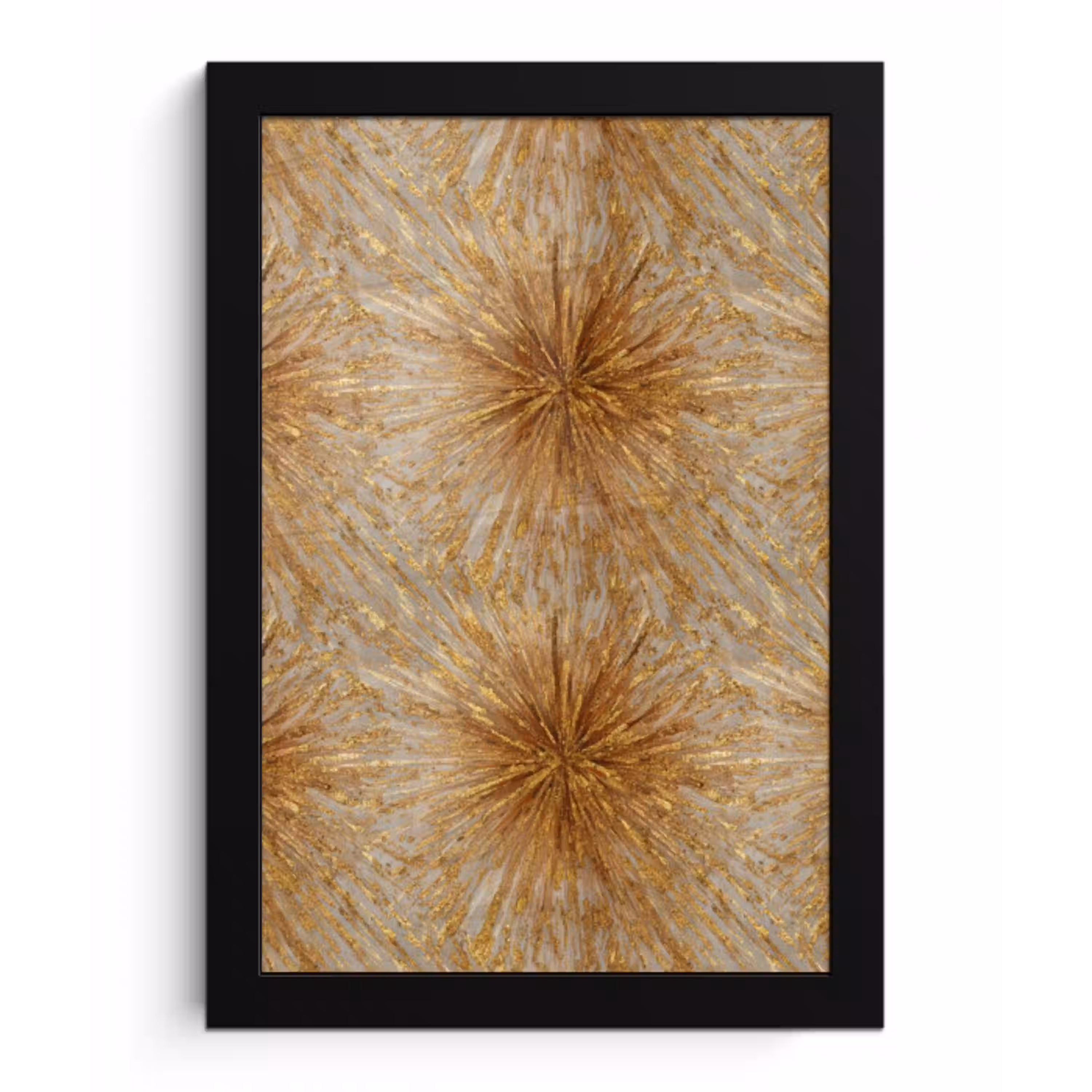 Explosie - Abstract - Goud - Wit fotolijst zwart zonder passe partout klein 224 -3d