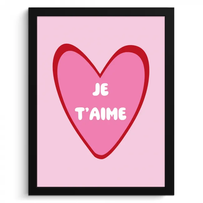 Bilder mit Rahmen - Herz - Französisch - Valentinstag - Rosa