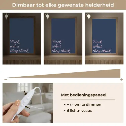Fuck what they think - Blauw - Cursief Light Box met kabel (Tafellamp) klein -USP_dimbaarNL