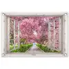 Uitzicht op Bloeiende Kersenbomen tuinposter los doek klein -3d