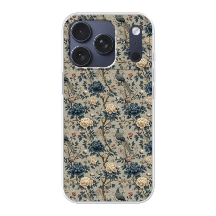 Pauw - Bloemen - Blauw Telefoonhoesje iPhone 17 Pro klein 878 -3d