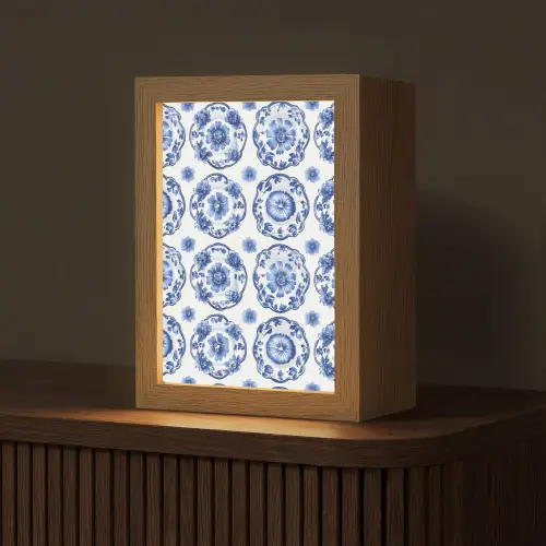 Sierborden - Bloemen - Blauw Light Box met kabel (Tafellamp) klein 925 -z3d_website