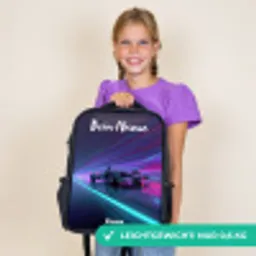 Lichtstralen - Neon - Racewagen - Paars Rugzak - Zwart middel -sfeer4_DE