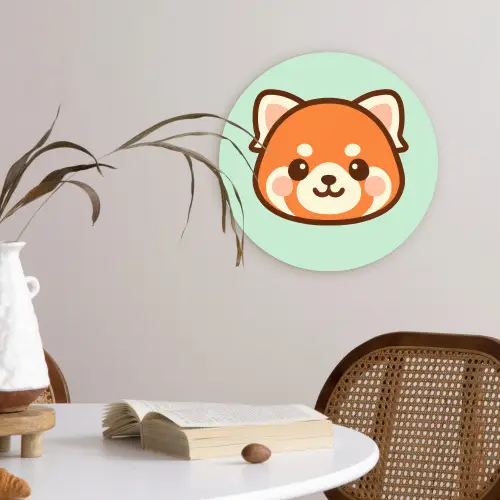 Rode panda - Groen - Cartoon Wandcirkel kunststof plaat 5mm dik klein -sfeer4