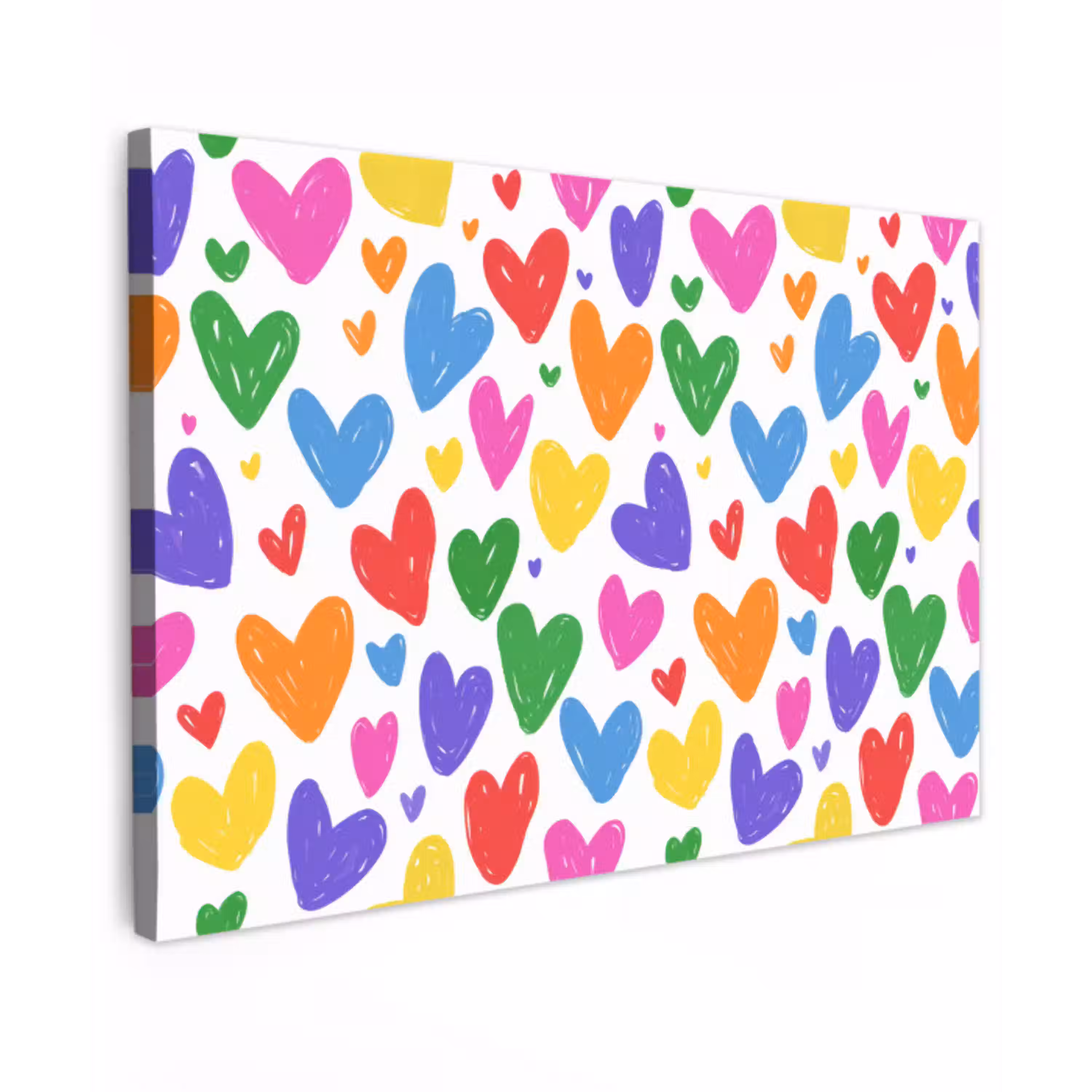 Hartjes - Krasserige textuur - Kleurrijk - Expressief canvas 2cm klein -z3d