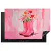 Roze - Bloemen - Cowboy Inductie beschermer vinyl 3mm klein -3d