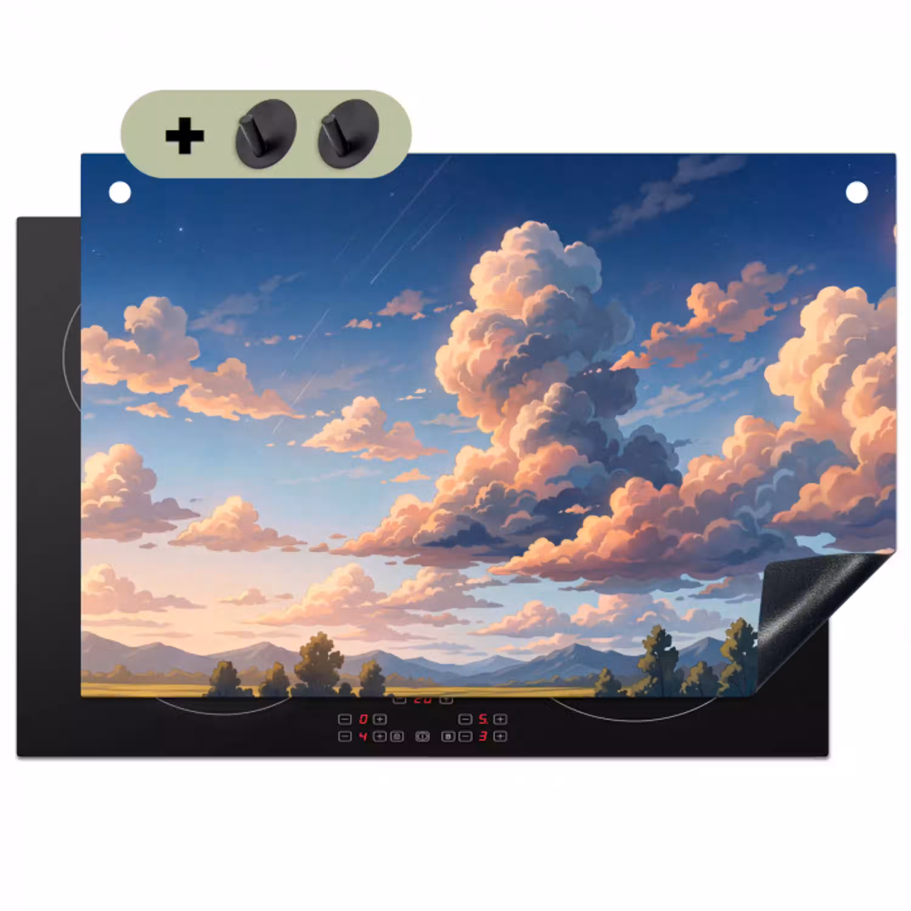 Wolken - Daghemel - Natuur - Illustratie - Oranje Inductie beschemer met haakjes klein -3d