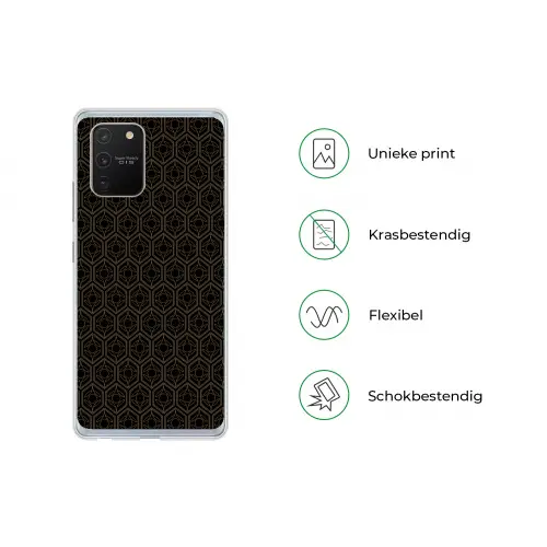 Zwart - Goud - Bloemenkern Telefoonhoesje Samsung Galaxy S10 Lite klein 364 -specsS10Lite