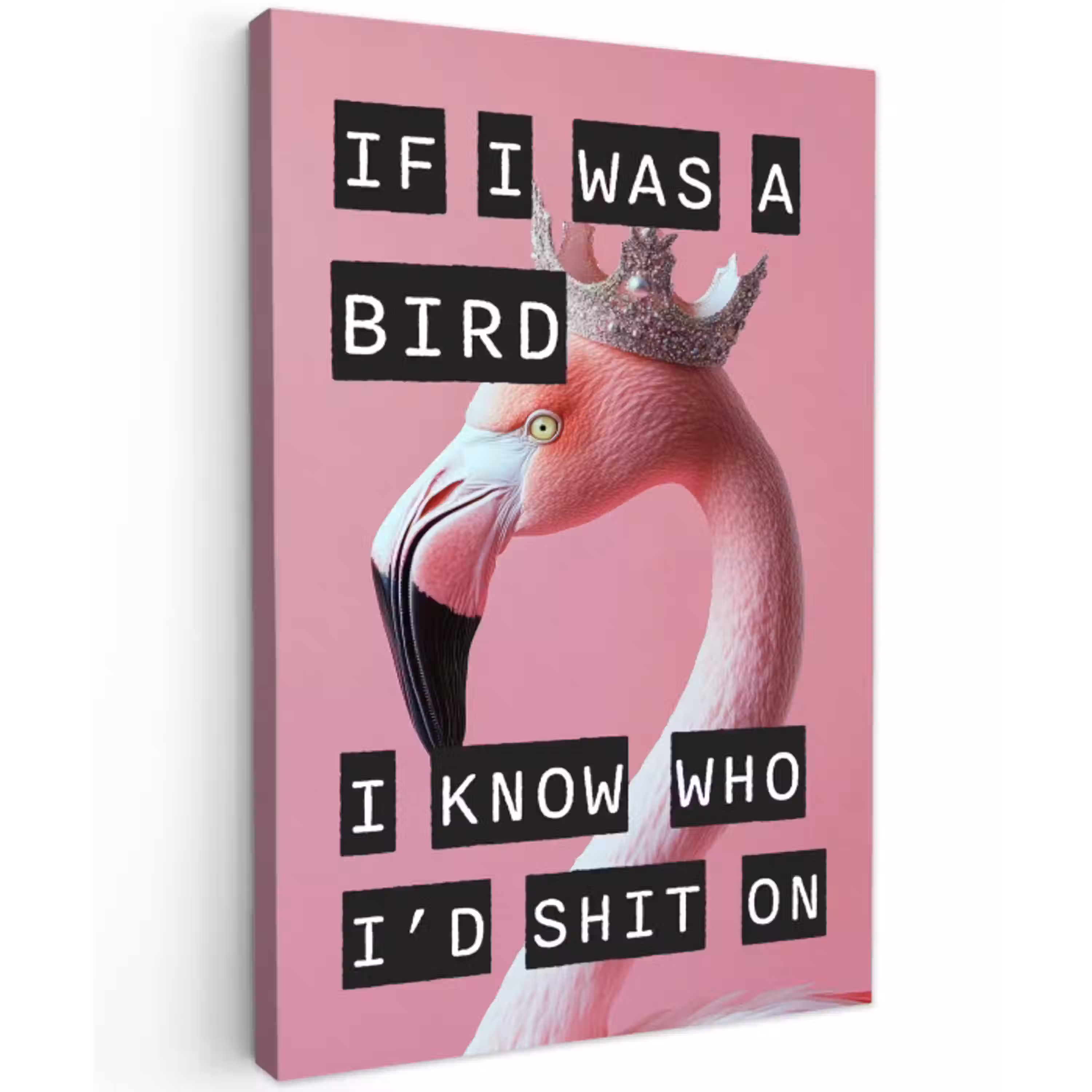 Flamingo - Roze - Vogel - Decoratie Tuinposter op houten frame 2 cm dik klein -3d