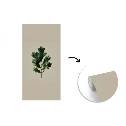 Eikenbladeren - Beige - Groen - Golvende randen fotobehang vinyl groot -3d