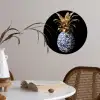 Ananas - Bloemen patroon - Goud - Delftsblauw Wandcirkel behangsticker klein -sfeer3