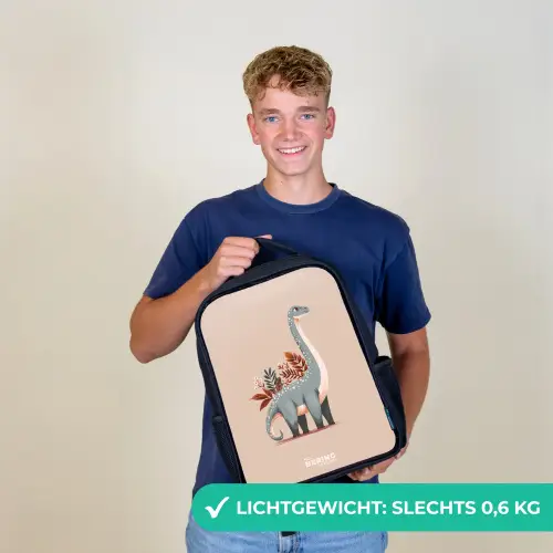 Blauwe dinosaurus op een beige achtergrond Rugzak - Zwart middel -sfeer7_NL