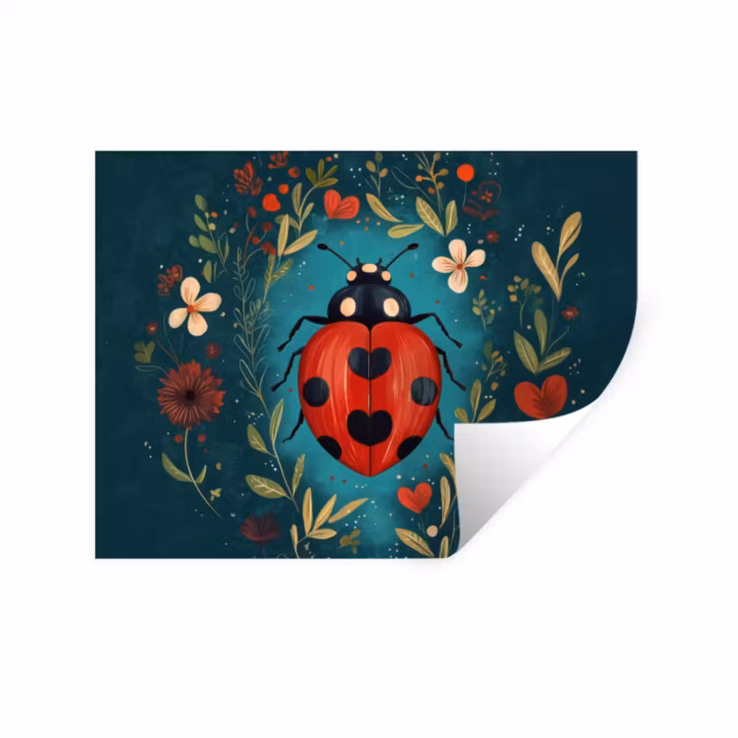 Wandtattoo – Blumen - Marienkäfer - Herz - Rot