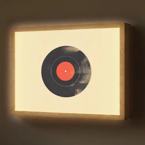 Illustratie - Vinylplaat - Beige - Vintage Light Box met batterij (Wandlamp) middel -z3d_website