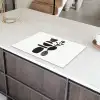 Japandi - Zwart - Abstract Inductie beschermer vinyl 3mm klein -sfeer8