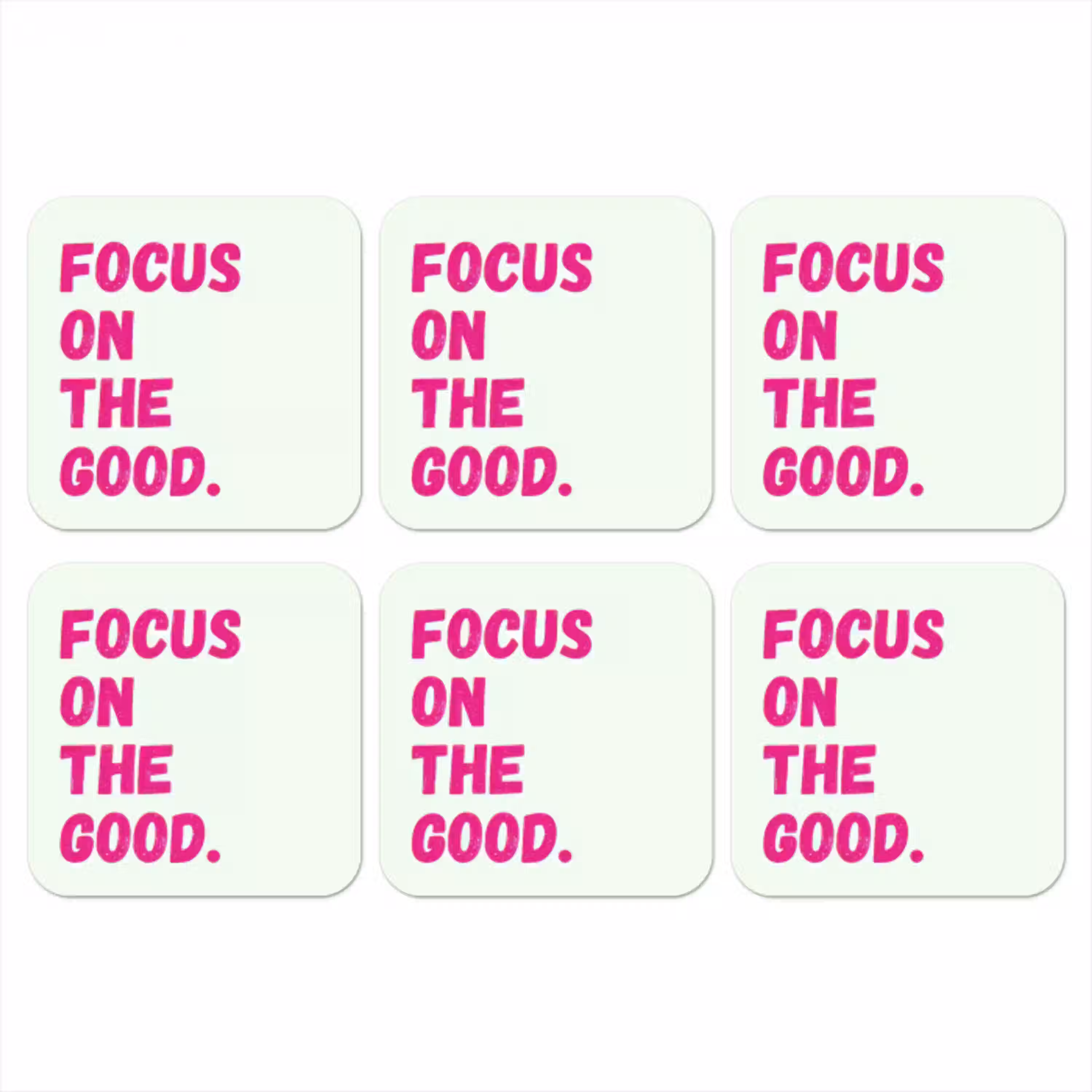 Focus on the good - Beige - Roze onderzetter kurk middel -3d