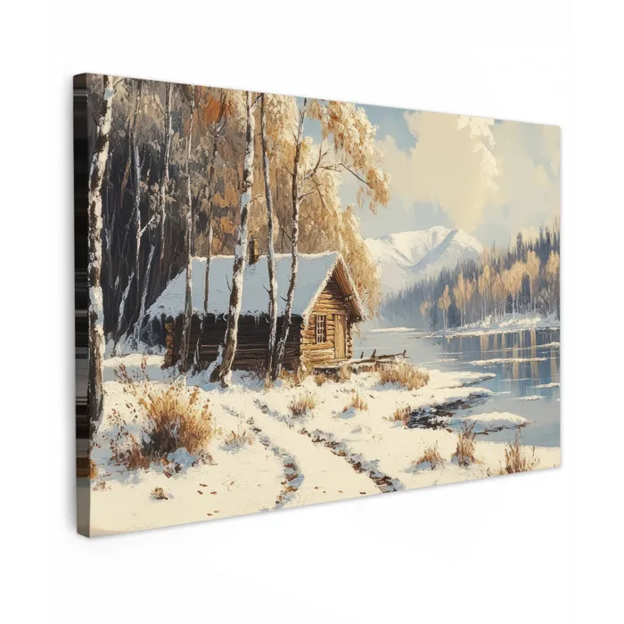 Winter - Sneeuw - Huis - Natuur canvas 2cm klein -z3d