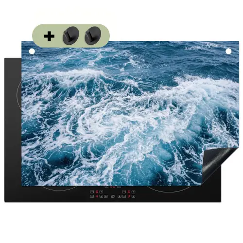 Golven - Oceaan - Blauw Inductie beschemer met haakjes klein -3d