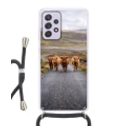 Schotse Hooglanders - Weg - Landschap - Kudde Hoesje Samsung Galaxy A52 5G met koord klein -3d