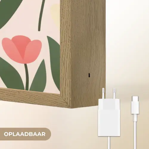 Tulpen - Modern - Roze Light Box met batterij (Wandlamp) middel -USP_websiteoplaadbaarNL