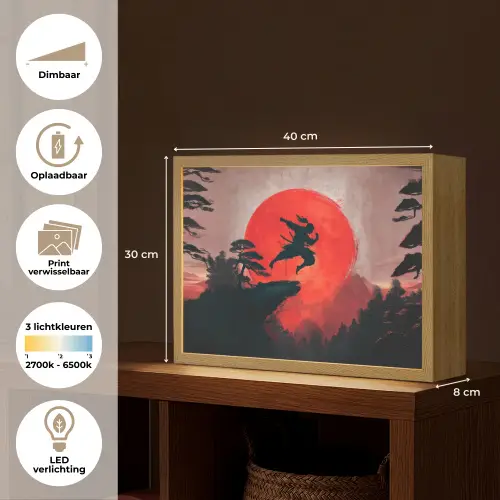 Zon - Krijger - Bomen - Bergen Light Box met batterij (Wandlamp) middel -USP_websiteoverzichtNL