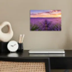 Lavendel - Veld - Natuur - Paars poster papier klein -sfeer1