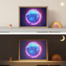 Voetbal - Sport - Blauw - Paars Light Box met batterij (Wandlamp kind) middel -sfeer3_kind