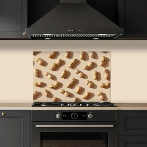 Pinda's - Patroon - Beige keuken achterwand spatscherm klein -sfeer1