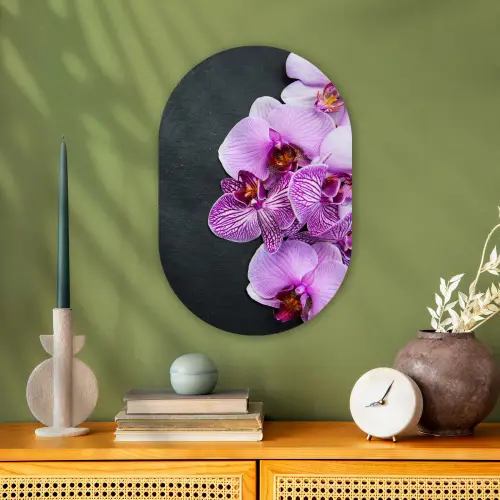 Orchidee - Bloemen - Roze - Flora Wandcirkel Ovaal Forex klein -sfeer2