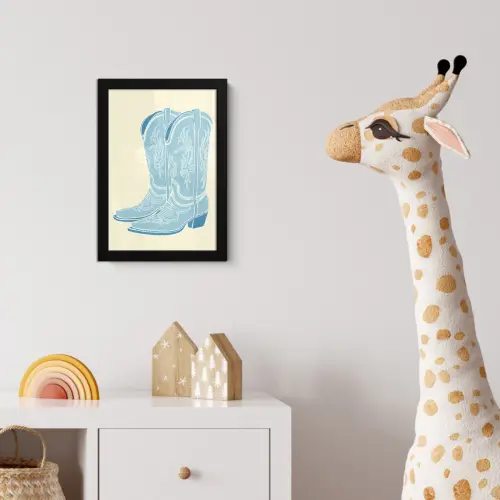 Illustratie - Cowboylaarzen - Patroon fotolijst zwart zonder passe partout klein -usfeer4_kinderkamer
