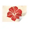 Rode hibiscusbloem - Textuur achtergrond - Beige Muursticker klein -3d