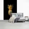 Ananas - Zwart - Goud - Luxe fotobehang vinyl groot -slaapkamer
