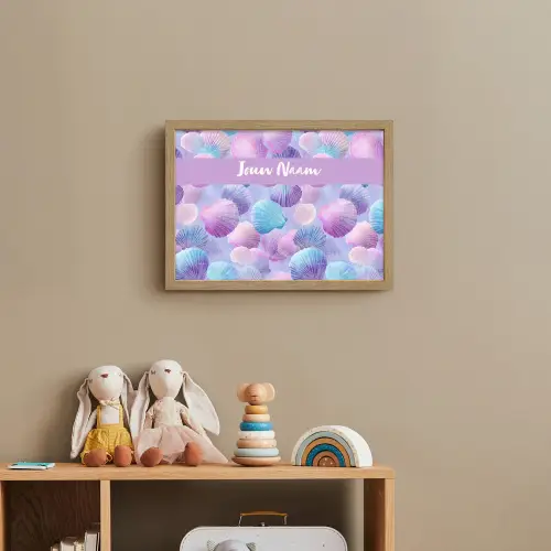 Schelpen - Paars - Blauw - Patroon Light Box met batterij (Wandlamp kind) middel -sfeer2_kind