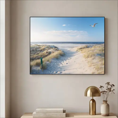 Duin - Meeuw - Strand - Zee - Zon Textielframe - compleet frame klein -sfeer2