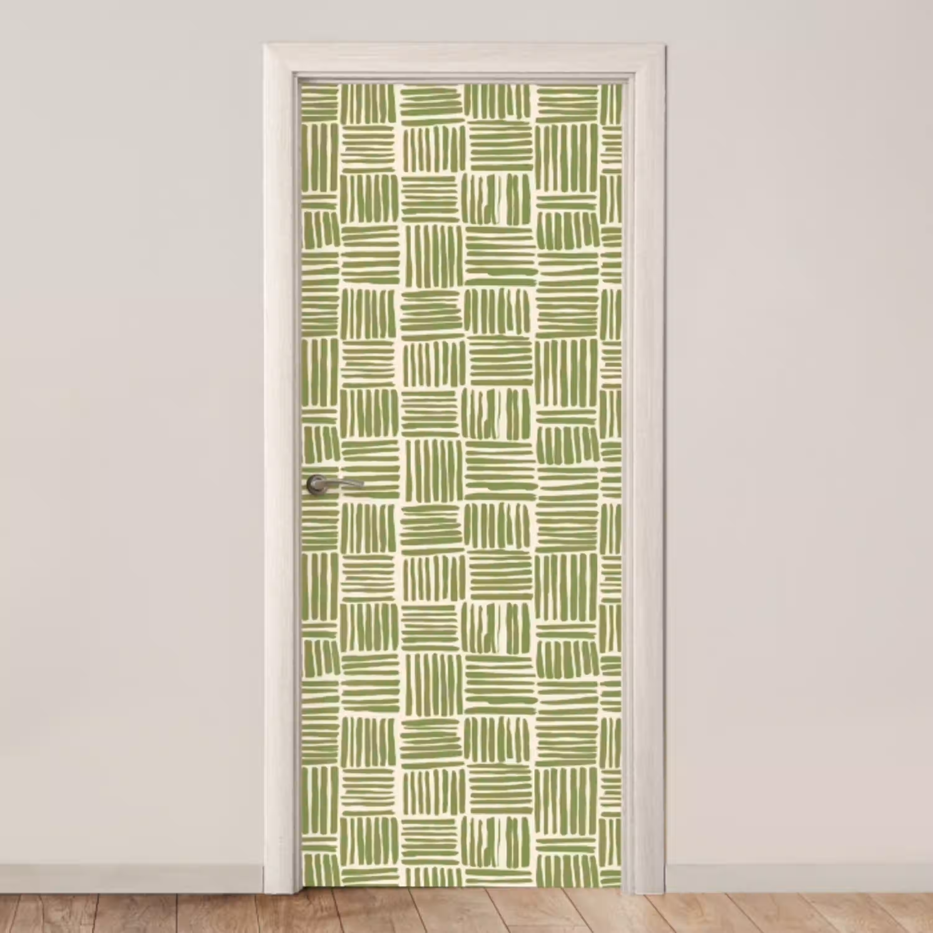 Saliegroen - Blokken - Handgetekend - Patroon deurposter klein 289 -3d_beige