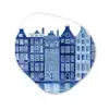 Aquarel - Grachtenpanden - Delfts - Blauw Wandcirkel Organisch Aluminium middel -3d