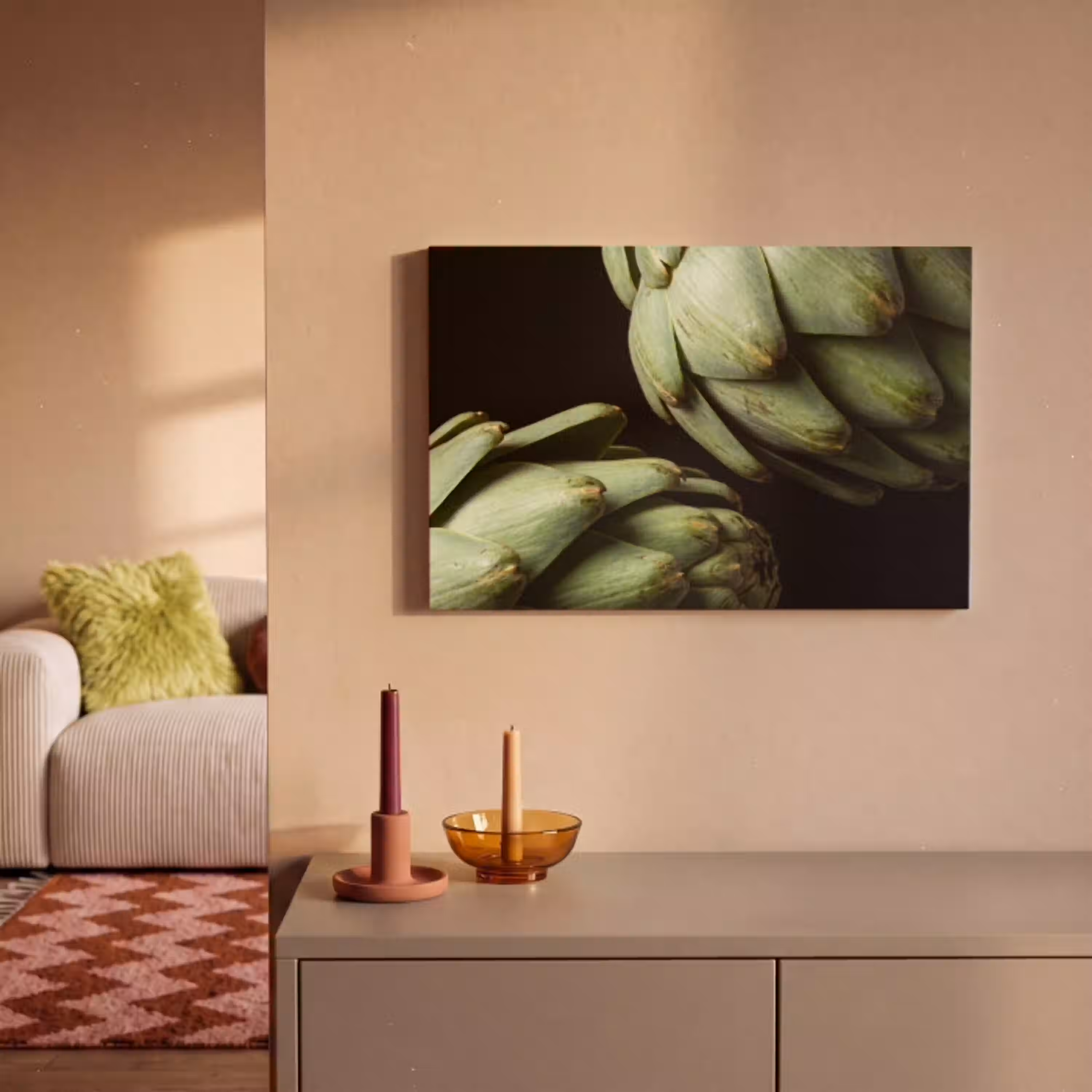 Artisjok - Groen - Eten canvas 2cm klein -sfeer1