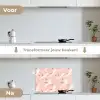 Kraanvogels - Bloesem - Roze keuken achterwand spatscherm klein 900 -voor_na_NL