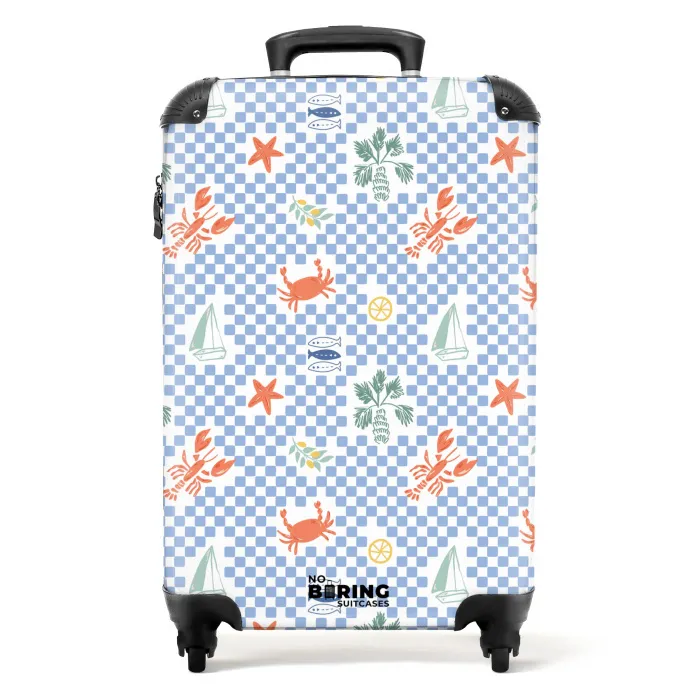 Zomer strand print blauw NBS - Handbagage koffer - Kinderen Unisex middel -productfoto_recht