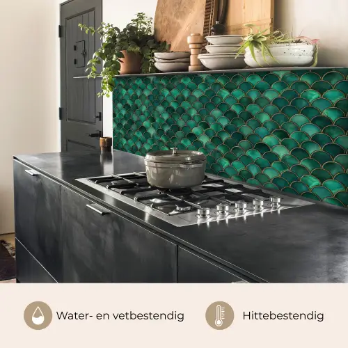 Schubben - Structuur - Diepgroene - Goud keuken achterwand 2 middel 871 -usp_NL