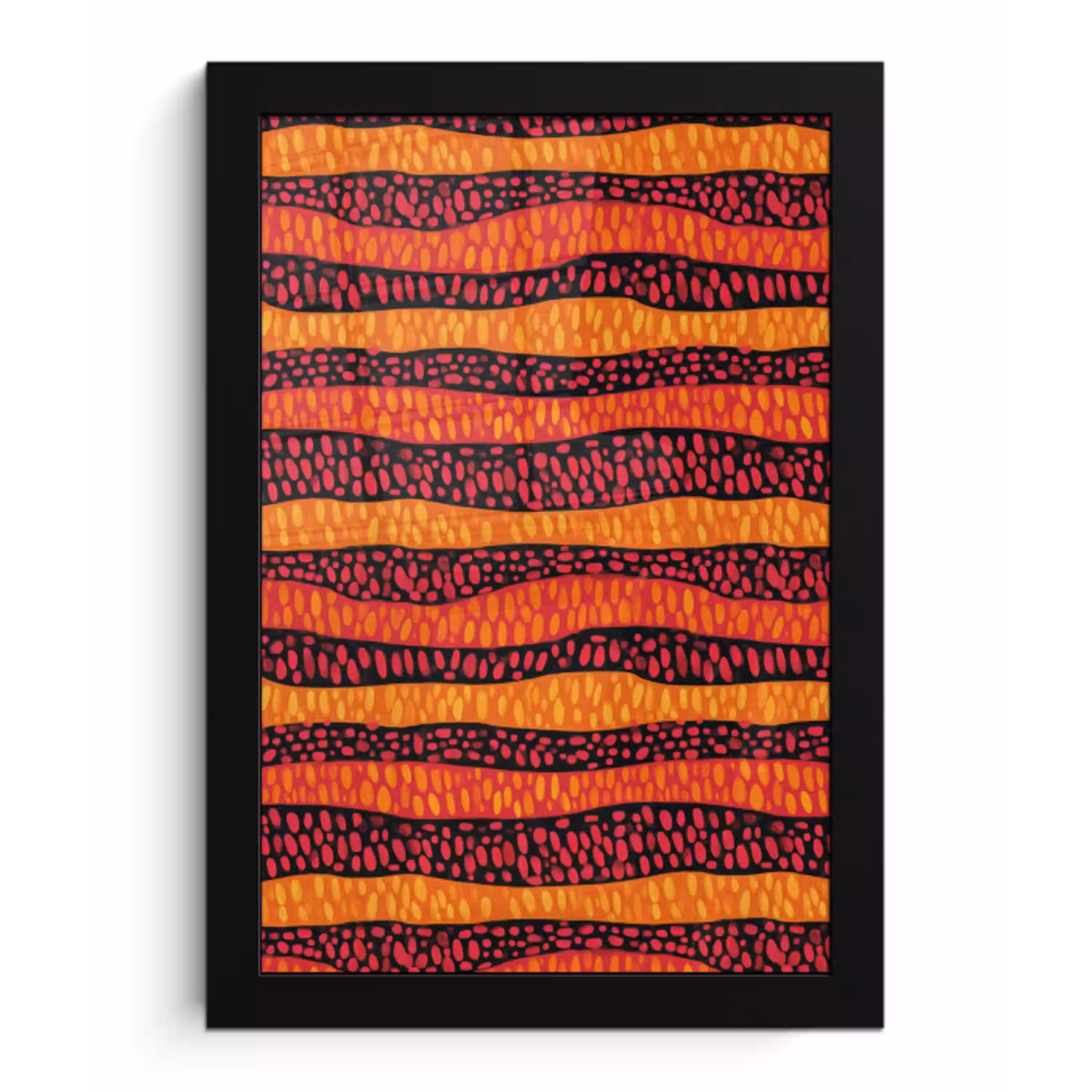 Oranje - Roze - Expressief - Patroon fotolijst zwart zonder passe partout klein 224 -3d