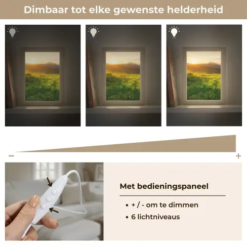 Gras - Heuvels - Zon - Natuur - Landschap Light Box met kabel (Tafellamp) klein -USP_dimbaarNL