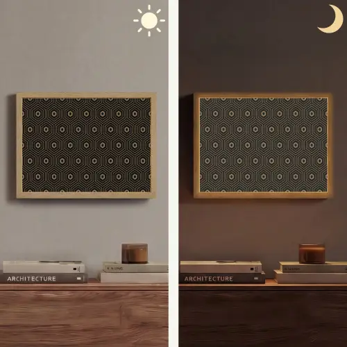 Goud - Illusie - Patroon Light Box met batterij (Wandlamp) middel 907 -sfeer3