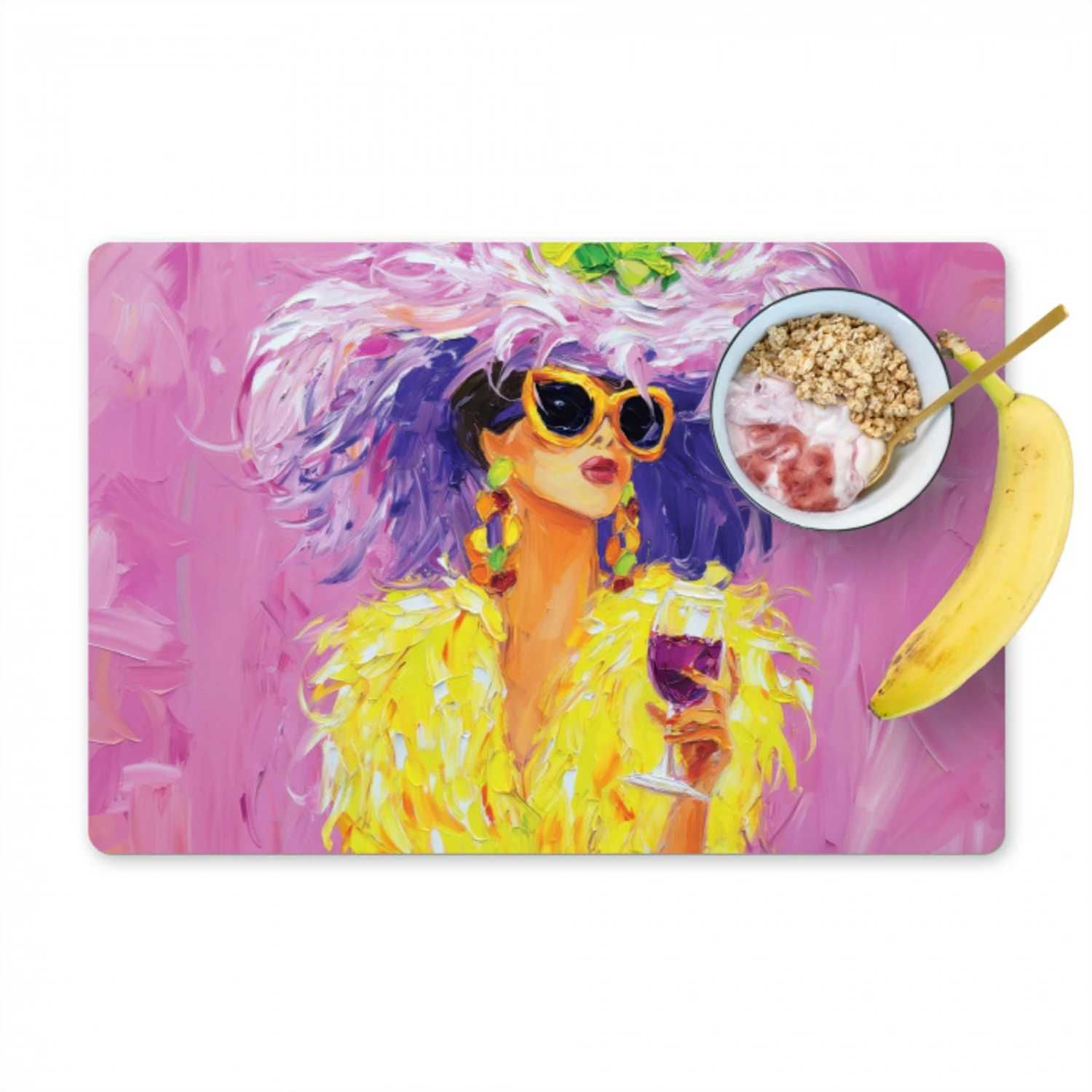 Zonnebril - Vrouw - Jas - Veren Placemat vinyl groot -zzzproduct_Kitchenyeah-website